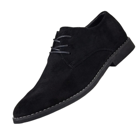 Classic Men's Black Suede Derby Shoes Size 40 - Picture 2 of 7